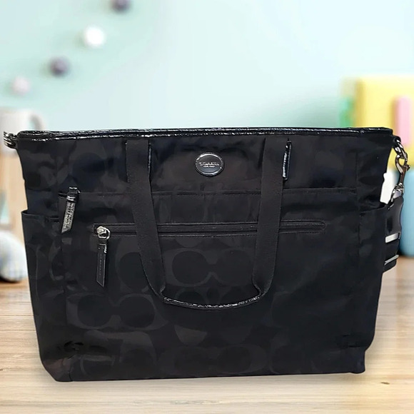COACH Signature Nylon Baby Diaper Bag - Picture 1 of 13